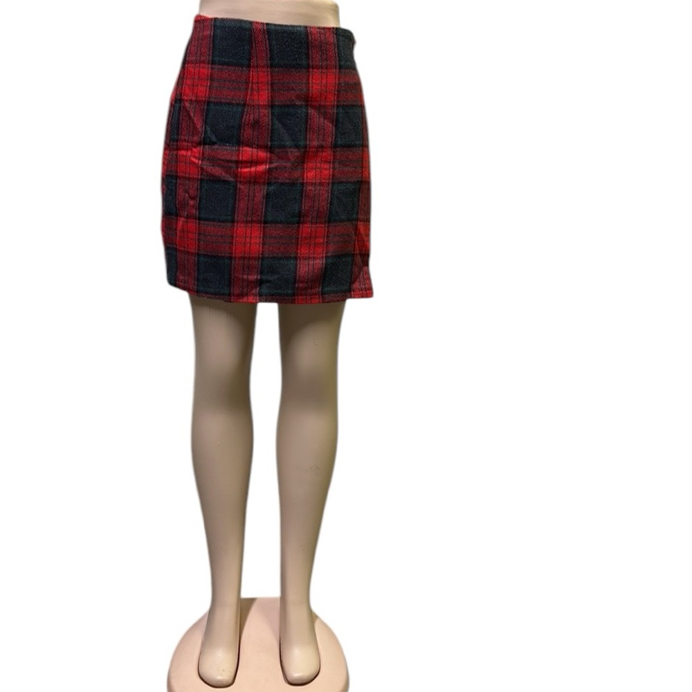 Vintage Wool Blend 35th & 10th Wrap High Rise Red Plaid Mini Skirt Juniors 9